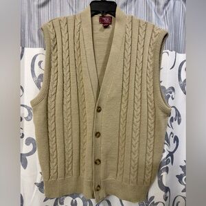 Vintage Cambridge Classics Wool Blend‎ Men's V-Neck Cable Knit Sweater Vest XL